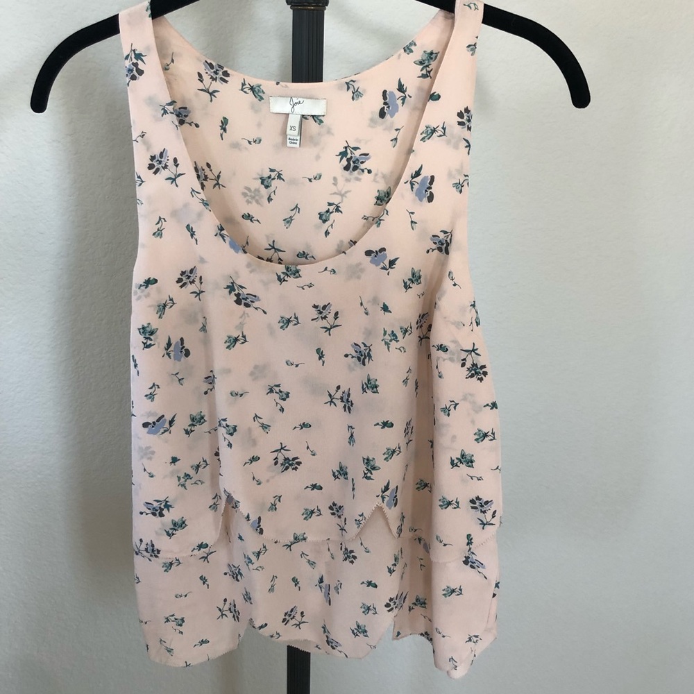JOIE Peach Floral 100% Silk Tank Size XS EUC!